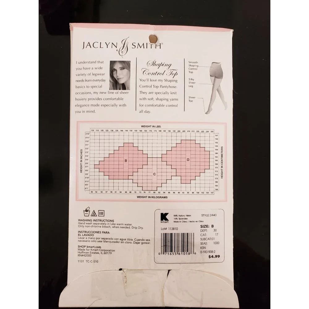 Jaclyn Smith shaping control‎ top B almost bare panty hose